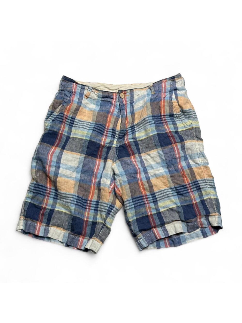 Tommy Bahama Relax Plaid Shorts Size 32 Blue Orange Casual